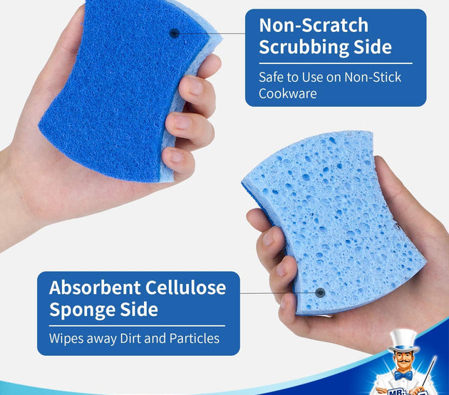 MR.SIGA Non-Scratch Cellulose Scrub Sponge 12 Pack